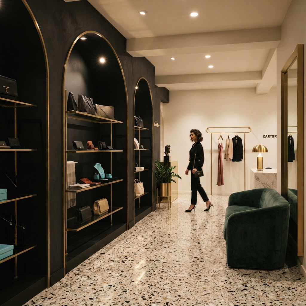 The Gilded Boutique — Shop Interior interior in Colaba, Mumbai by Devkansh Interior